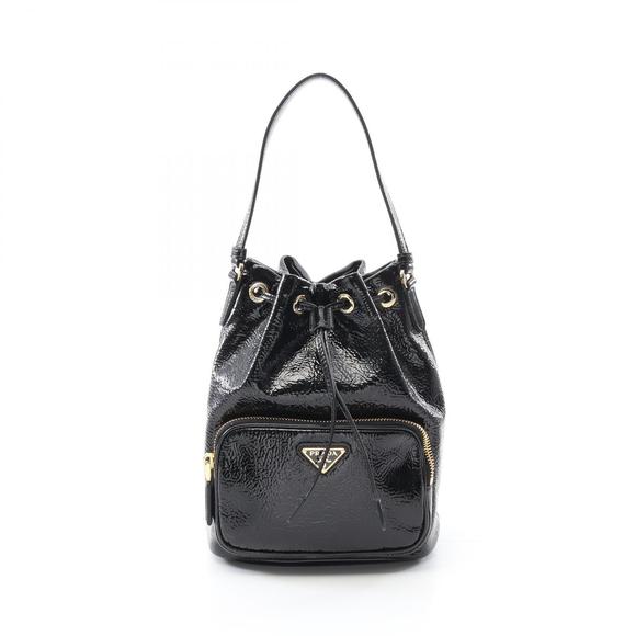 Prada Duet Naplak Patent Bucket Bag Black - Picture 1 of 4